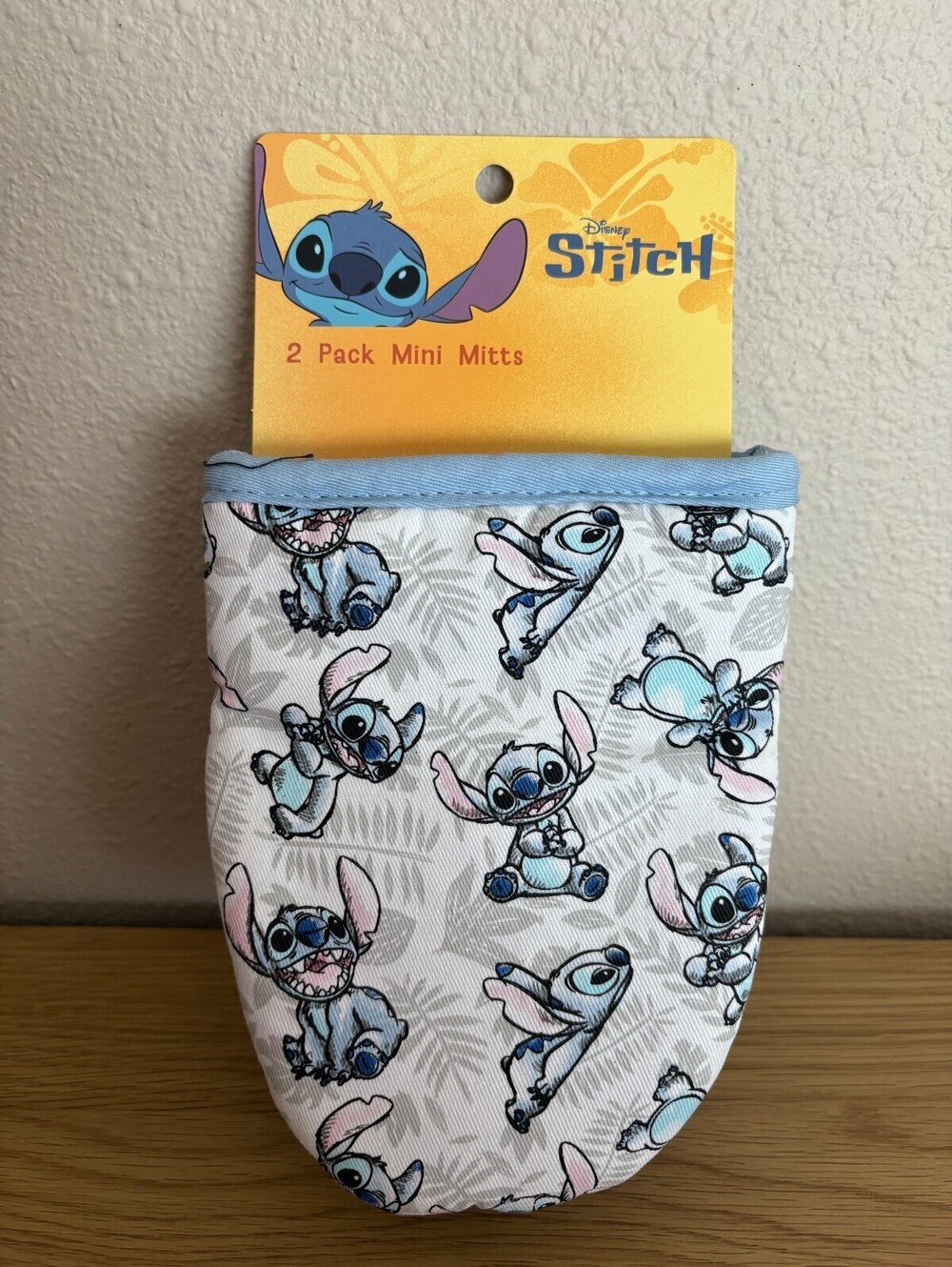Disney Stitch Mini Oven Mitts 2 Pack Blue Character Print Kitchen NEW